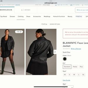 Anthropologie Black Faux Leather Jacket